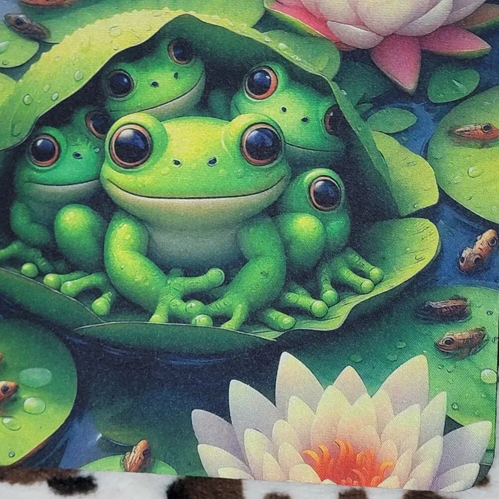 Frog Family Lily Pad Green Non Slip Custom Mouse Pad